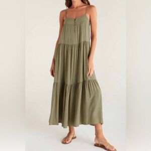 Z Supply Green Tiered Pleated Sundress